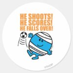 Mr. Bump Playing Soccer Classic Round Sticker