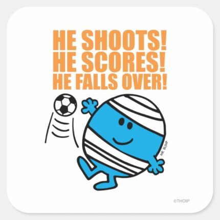 Mr. Bump Playing Soccer Square Sticker