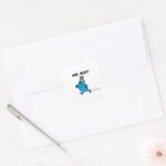 Mr. Busy Running Quickly Square Sticker