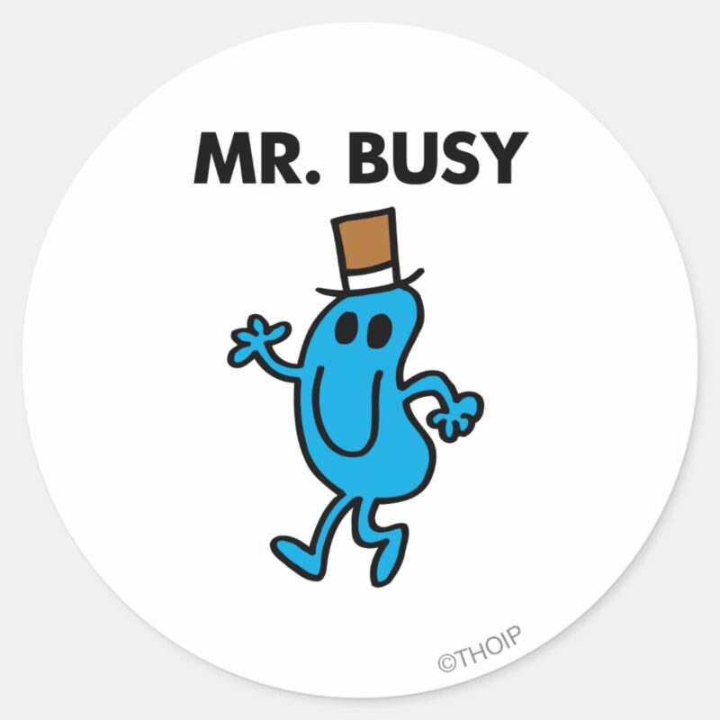 Mr. Busy Waving Hello Classic Round Sticker Mr. Busy Waving Hello Classic Round Sticker