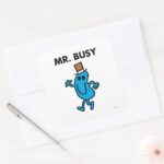 Mr. Busy Waving Hello Square Sticker