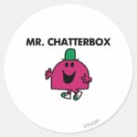 Mr. Chatterbox Waving Hello Classic Round Sticker