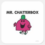 Mr. Chatterbox Waving Hello Square Sticker