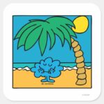 Mr. Daydream Beach Scene Square Sticker