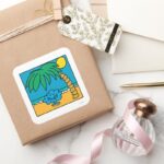 Mr. Daydream Beach Scene Square Sticker