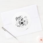 Mr. Funny Black White Swirls Stars Classic Round Sticker