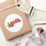 Mr. Funny Red Lettering Classic Round Sticker