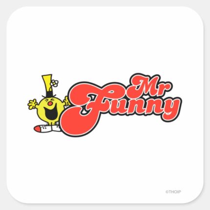 Mr. Funny Red Lettering Square Sticker