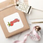 Mr. Funny Red Lettering Square Sticker