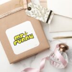 Mr. Funny Yellow Lettering Square Sticker