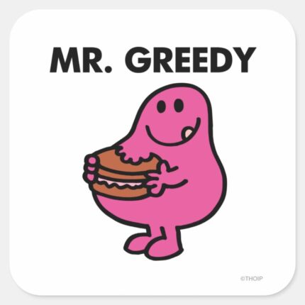 Mr. Greedy Eating Cake Square Sticker