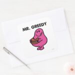 Mr. Greedy Eating Cake Square Sticker