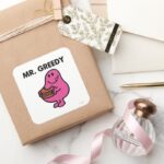 Mr. Greedy Eating Cake Square Sticker