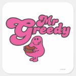 Mr. Greedy Enjoying Dessert Square Sticker