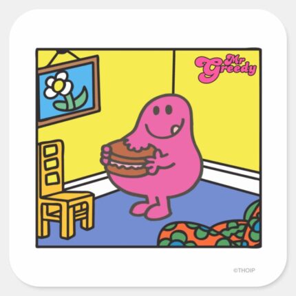 Mr. Greedy Living Room Eating Square Sticker