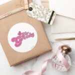 Mr. Greedy Pink Lettering Classic Round Sticker