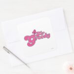 Mr. Greedy Pink Lettering Square Sticker