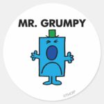 Mr. Grumpy Frowning Face Classic Round Sticker
