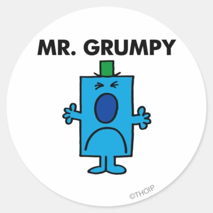 Mr. Grumpy Frowning Face Classic Round Sticker