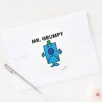 Mr. Grumpy Frowning Face Classic Round Sticker