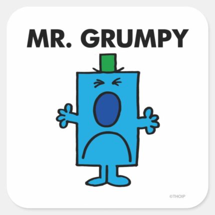 Mr. Grumpy Frowning Face Square Sticker