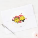 Mr. Happy Little Miss Sunshine Wedding Classic Round Sticker