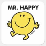 Mr. Happy Dancing Smiling Square Sticker