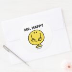 Mr. Happy Giant Smiley Face Classic Round Sticker