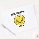 Mr. Happy Giant Smiley Face Square Sticker