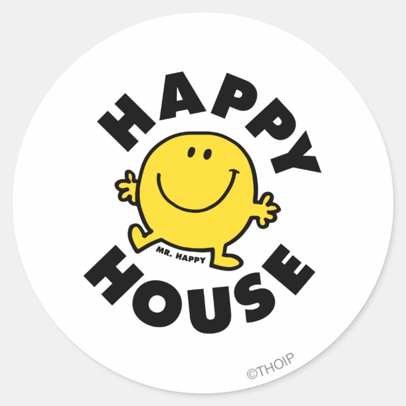 Mr. Happy Happy House Classic Round Sticker Mr. Happy Happy House Classic Round Sticker