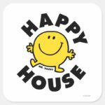 Mr. Happy Happy House Square Sticker