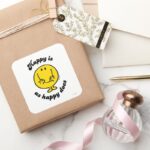 Mr. Happy Happy Is As Happy Does Square Sticker