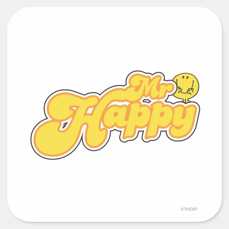 Mr. Happy Yellow Lettering Square Sticker Mr. Happy Yellow Lettering Square Sticker