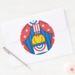 Mr. Happy At The Podium Classic Round Sticker