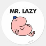 Mr. Lazy Snoozing Away Classic Round Sticker
