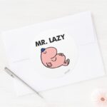 Mr. Lazy Snoozing Away Classic Round Sticker