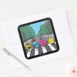 Mr. Men Abbey Road Walkers Square Sticker
