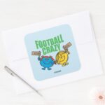 Mr. Men Little Miss Football Crazy Square Sticker