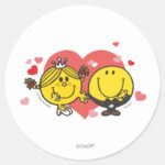 Mr. Men Little Miss Happy Sunshine Wedding Classic Round Sticker