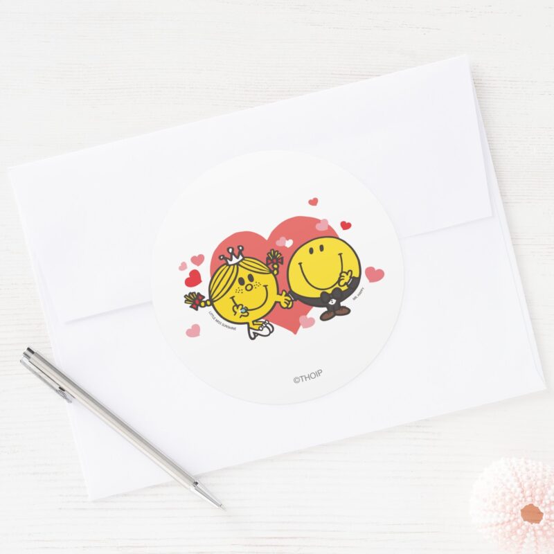Mr. Men Little Miss Happy Sunshine Wedding Classic Round Sticker