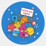 Mr. Men Little Miss Lets Go Vote Classic Round Sticker