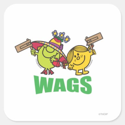 Mr. Men Little Miss Wags Square Sticker