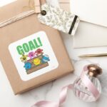 Mr. Men Soccer Fans Goal Square Sticker