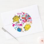 Mr. Men Little Miss UK Hearts Classic Round Sticker