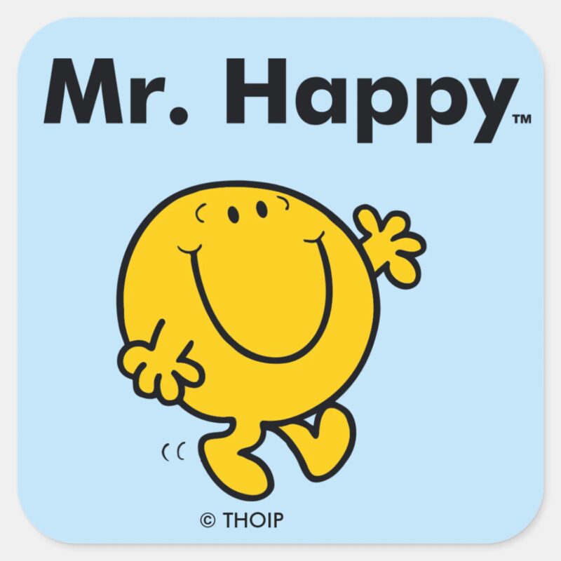 Mr. Men Mr. Happy Is Always Happy Square Sticker Mr. Men Mr. Happy Is Always Happy Square Sticker