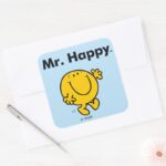 Mr. Men Mr. Happy Is Always Happy Square Sticker
