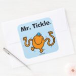 Mr. Men Mr. Tickle Will Tickle Square Sticker