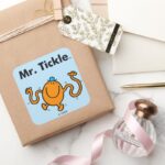 Mr. Men Mr. Tickle Will Tickle Square Sticker