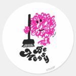 Mr. Messy Cleaning Up Classic Round Sticker