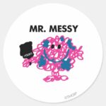 Mr. Messy Holding A Paintbrush Classic Round Sticker
